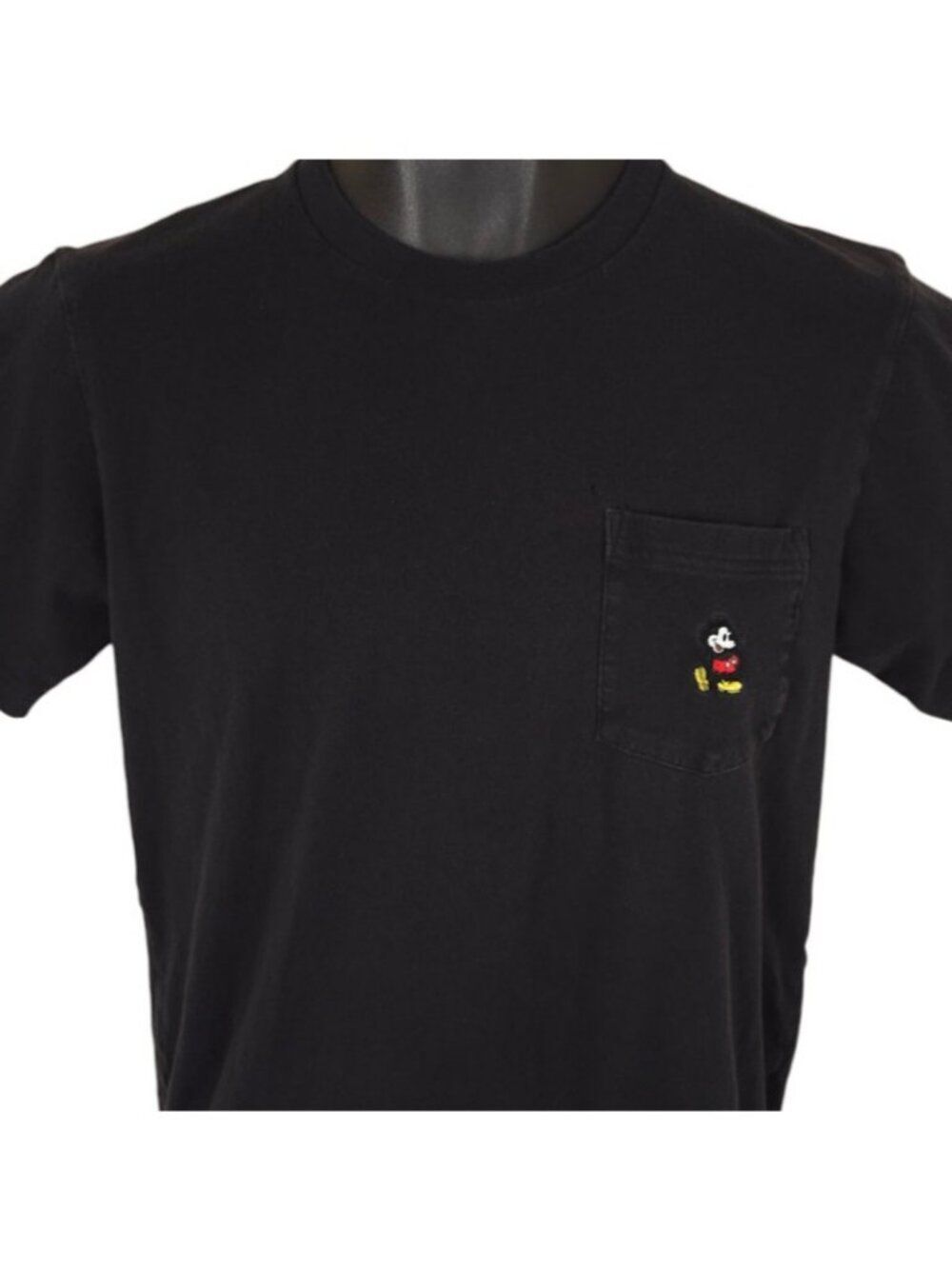Mickey Mouse T Shirt Mens Size Small Black Walt Disney Uniqlo Embroidered Pocket